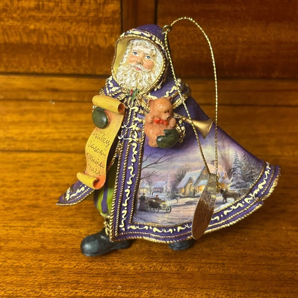 Thomas Kinkade Ashton Drake Warm Holiday Cheer Santas Ornament RARE 2003 NWT